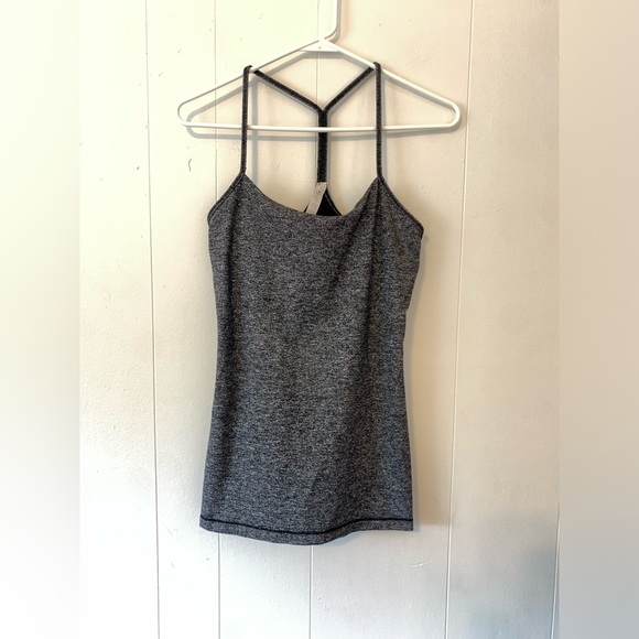 Lululemon Power Pose Tank in Heathered Black Built in Bra size 8 - Picture 3 of 6